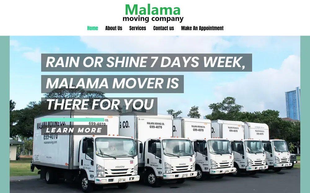 Malama Moving Company homepage