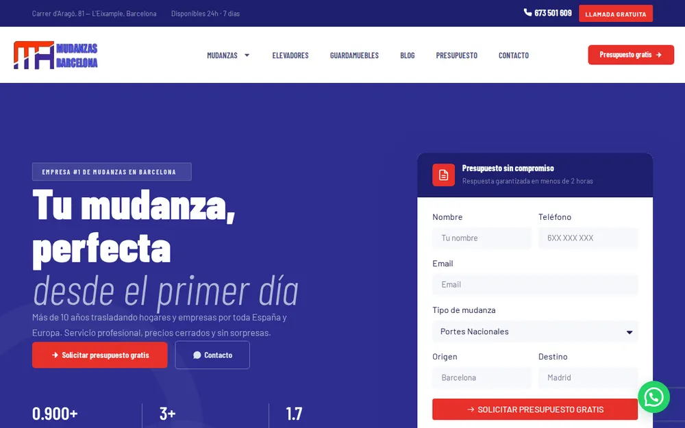 MAMudanzas Barcelona homepage