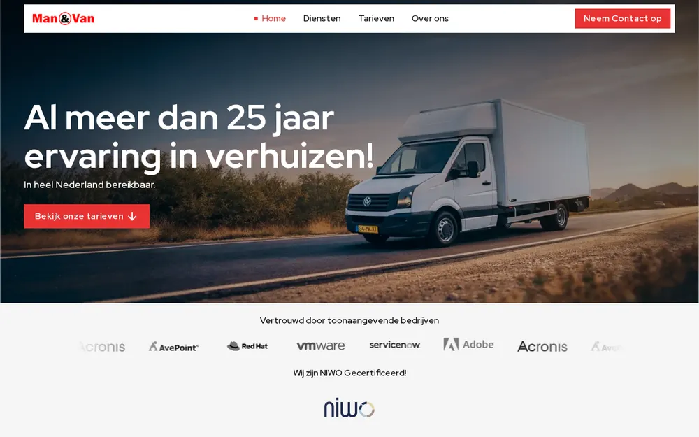 Man and Van homepage