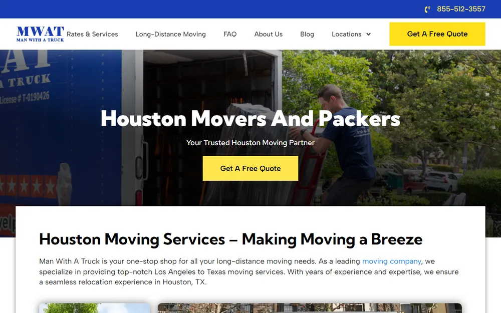 Man with a Truck Houston Movers and Packers homepage