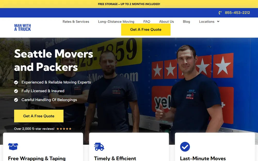 Man With A Truck Seattle Movers and Packers Local & Long Distance Moving Company homepage