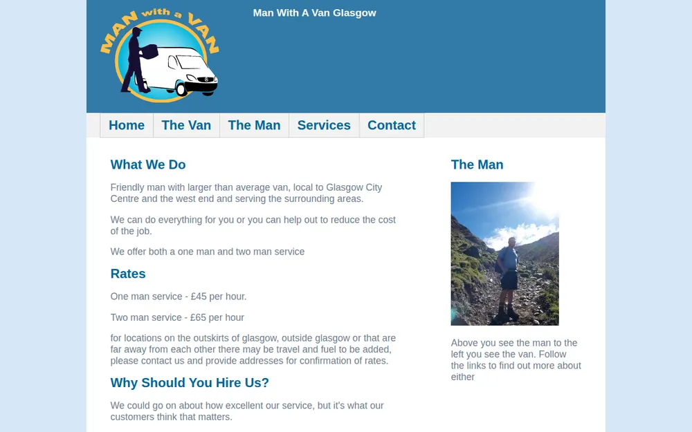 Man With A Van Glasgow homepage