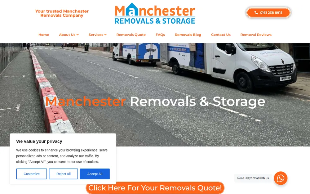 Manchester Removals and Storage homepage