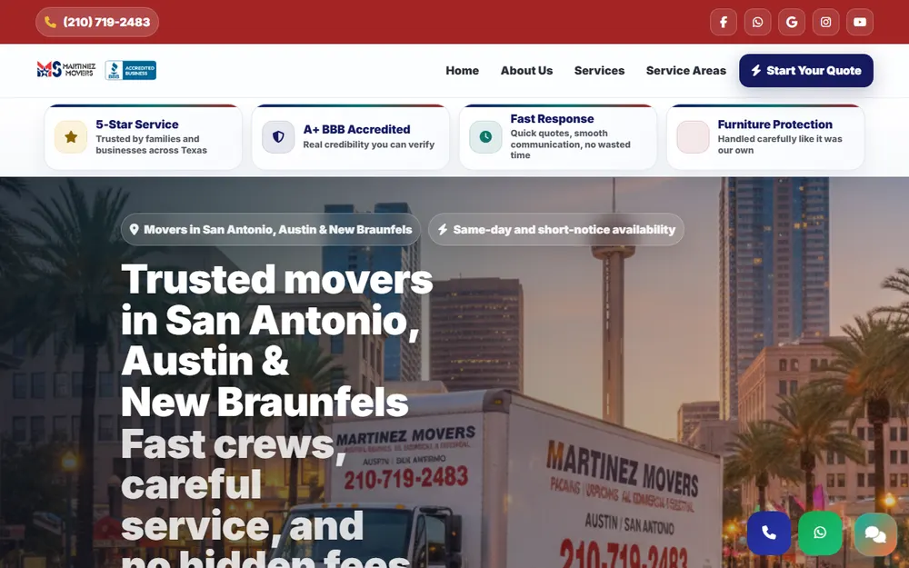 Martinez Movers LLC homepage