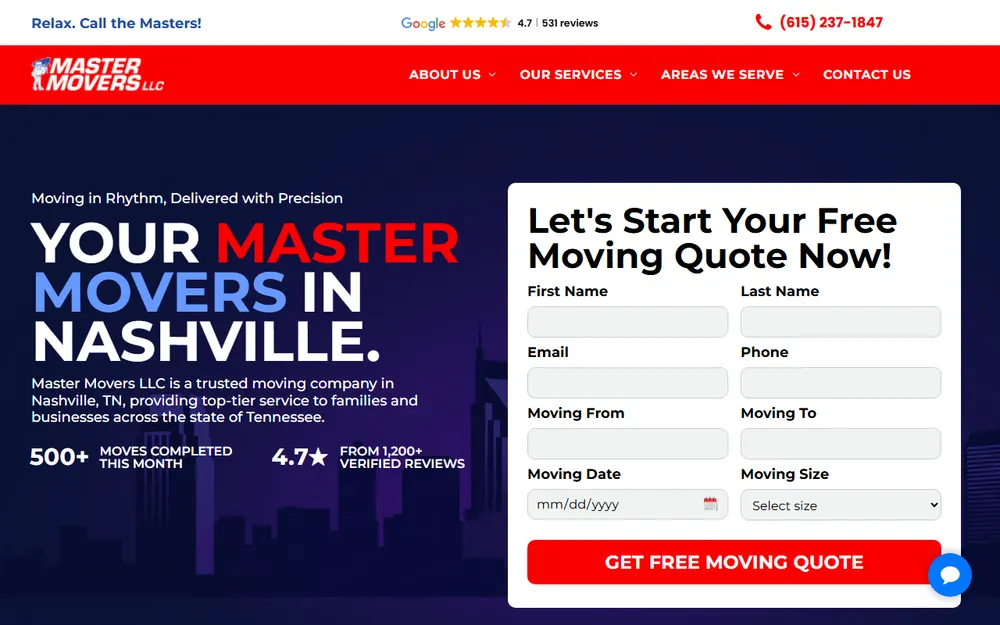 Master Movers LLC homepage