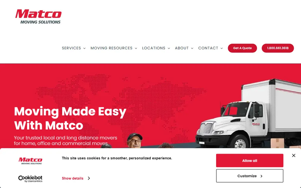 Matco Moving Solutions homepage