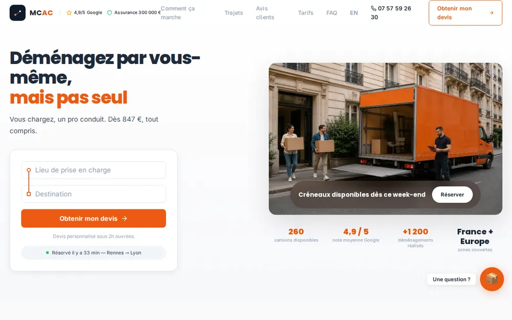 MCAC - Mon Camion Avec Chauffeur homepage