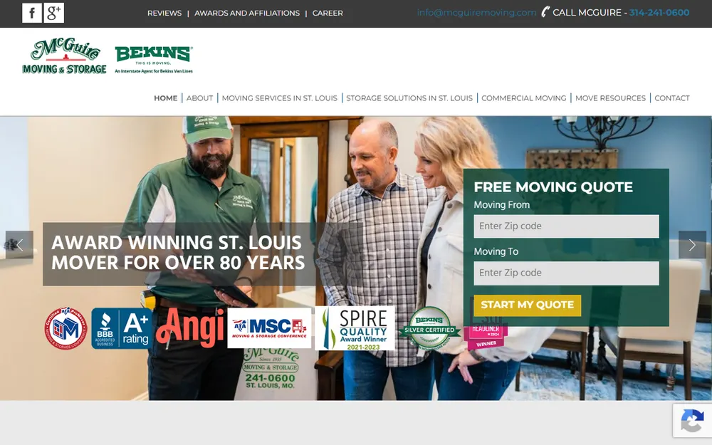 McGuire Moving and Storage homepage