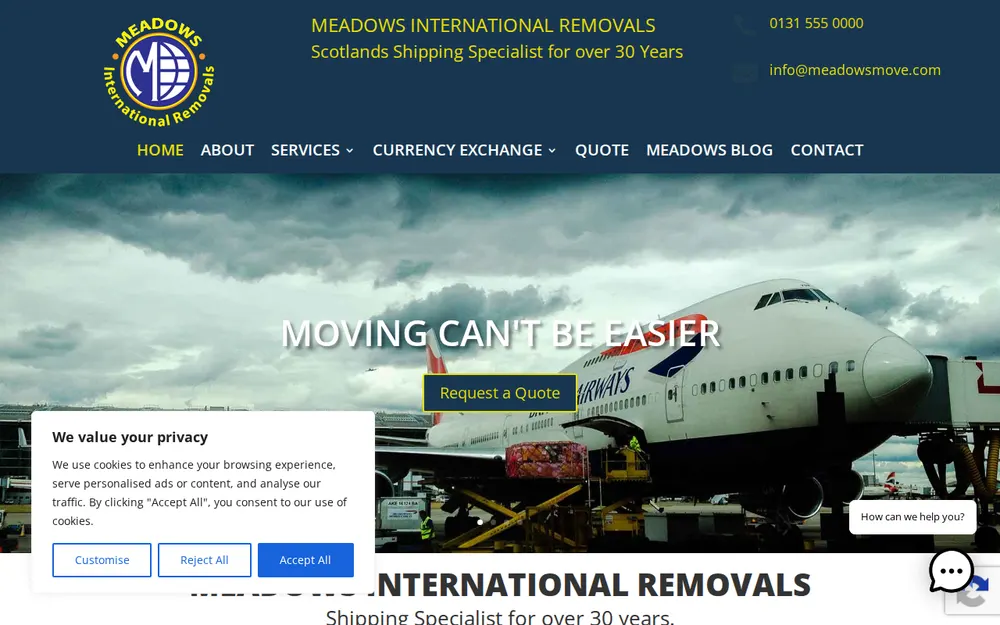 Meadows International Removals homepage