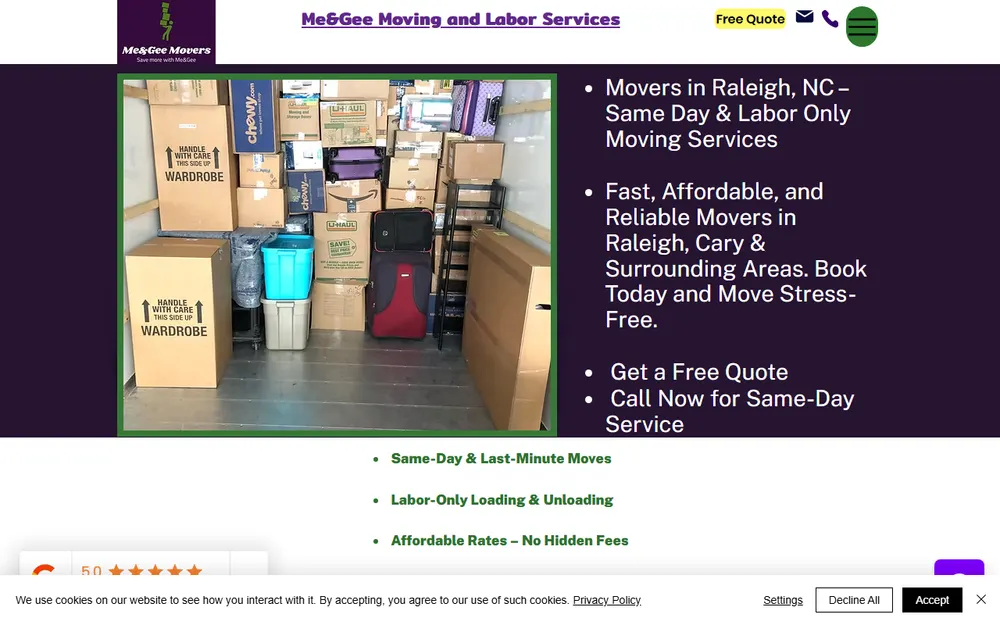 Me&Gee Moving Labor Services LLC homepage