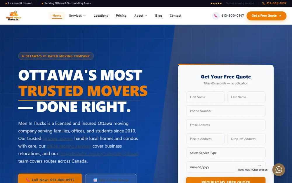 Men In Trucks Moving Company in Ottawa| Long Distance Movers homepage