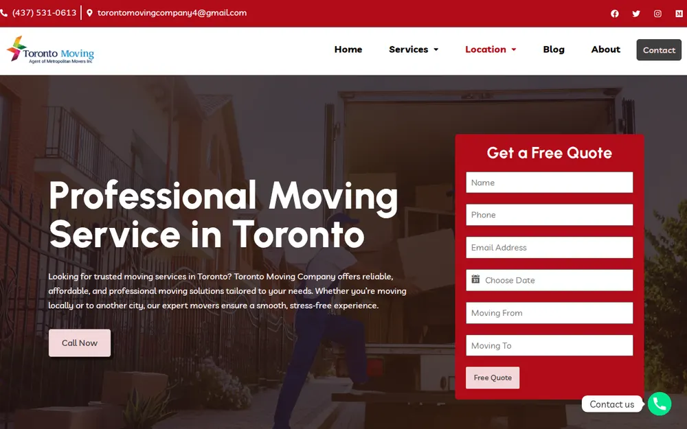 Metropolitan Movers Toronto - Moving Company homepage