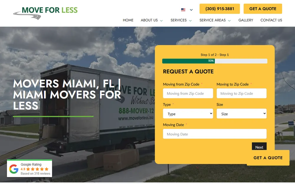 Miami Movers For Less homepage