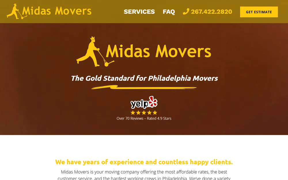 Midas Movers homepage