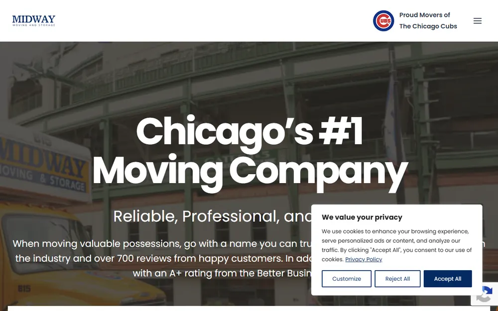 Midway Moving & Storage homepage