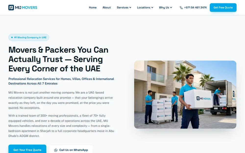 MIJ Movers and Packers Abu Dhabi, House Furniture Movers - Professional Office Relocation homepage