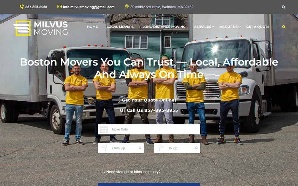 Milvus Moving homepage