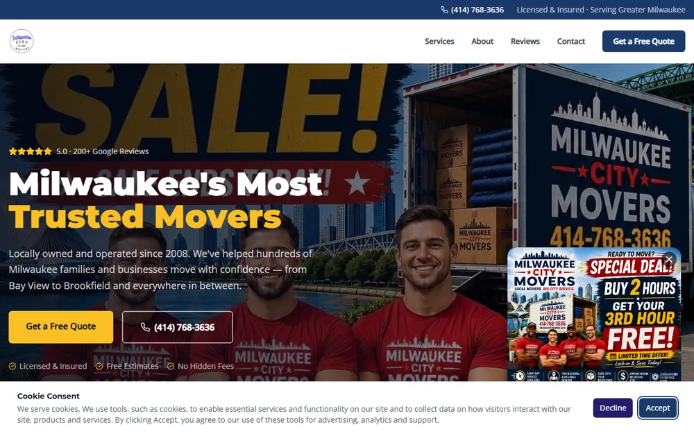 Milwaukee City Movers homepage