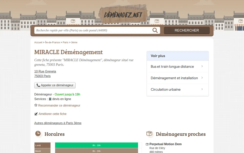 MIRACLE DÉMÉNAGEMENT homepage