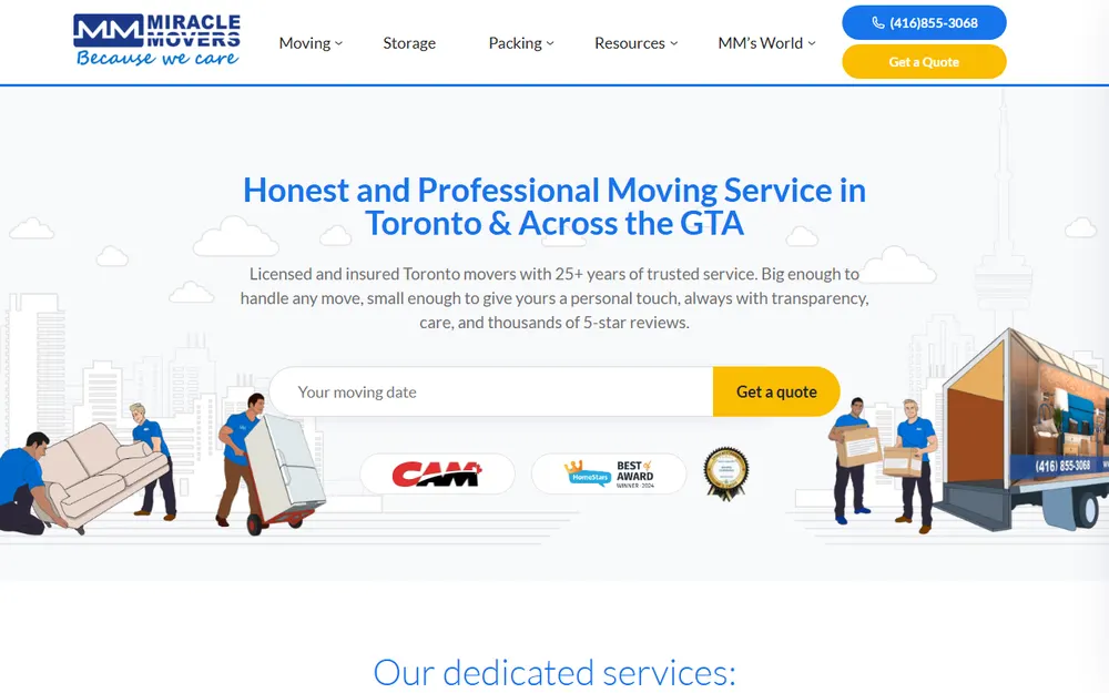Miracle Movers homepage