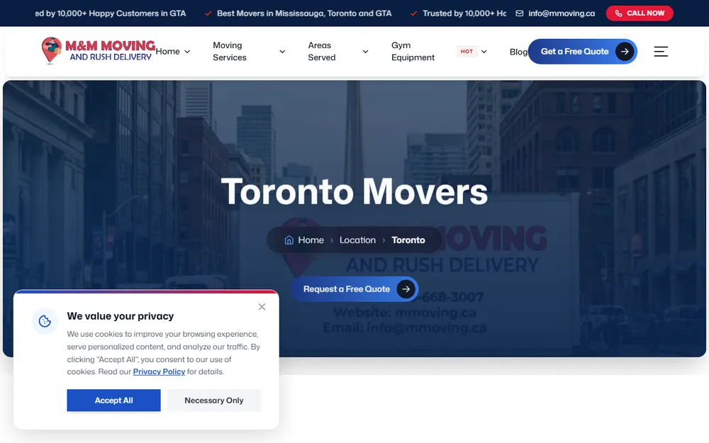 M&M Moving and rush delivery homepage