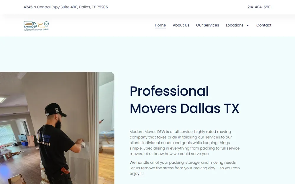 Modern Moves DFW homepage