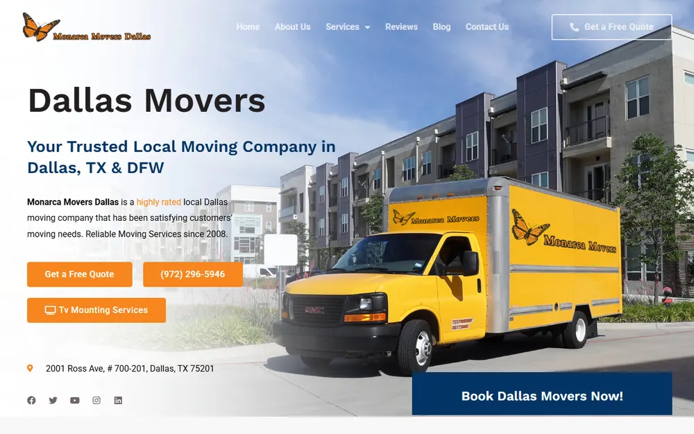 Monarca Movers Dallas homepage