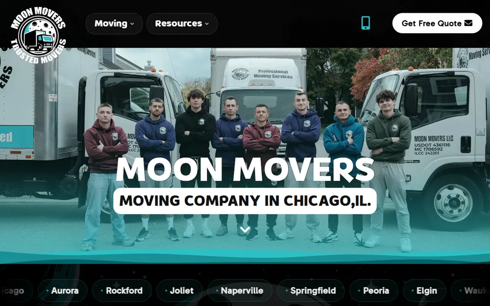 Moon Movers Moving Company homepage