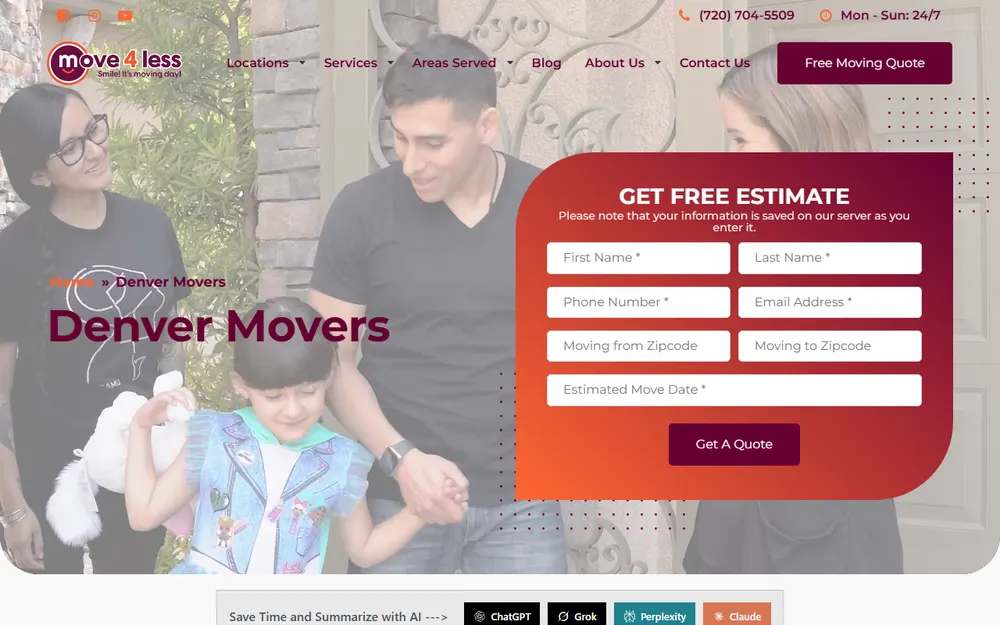 Move 4 Less homepage
