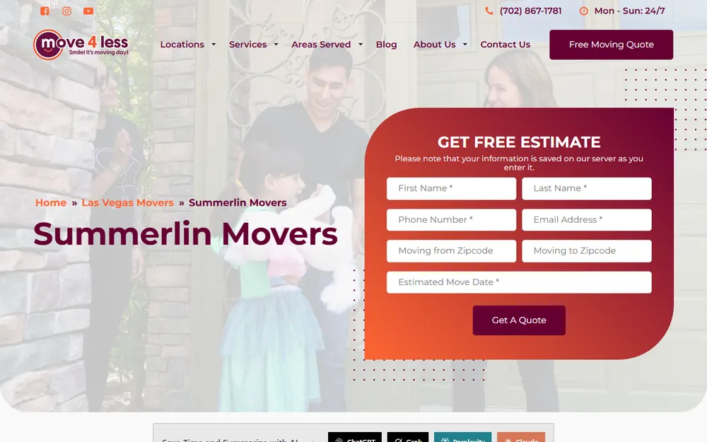 Move 4 Less homepage