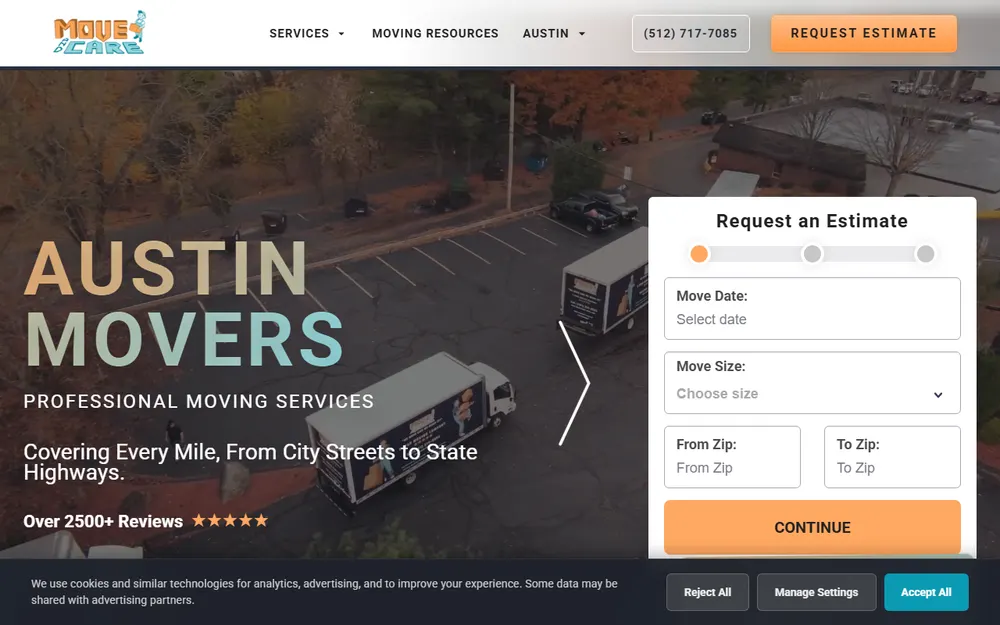 Move and Care homepage