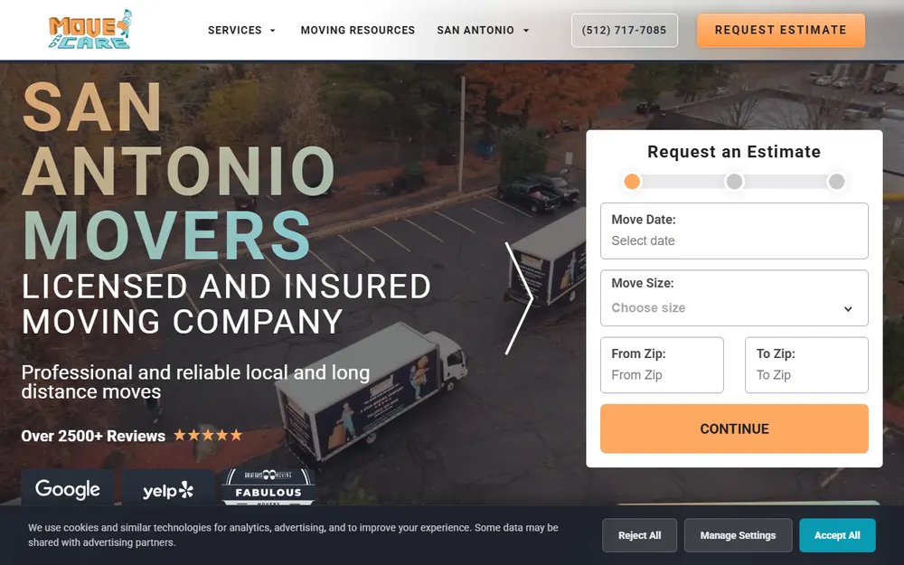 Move and Care homepage