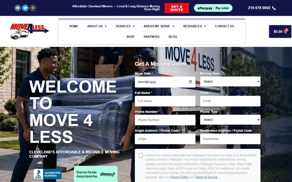 Move for Less LLC homepage