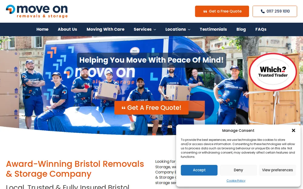 Move On Removals and Storage homepage