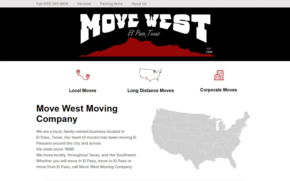 Move West, Inc. Moving Company homepage
