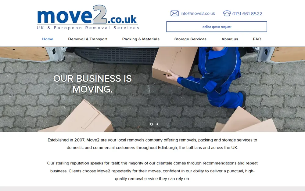 Move2 Removals homepage