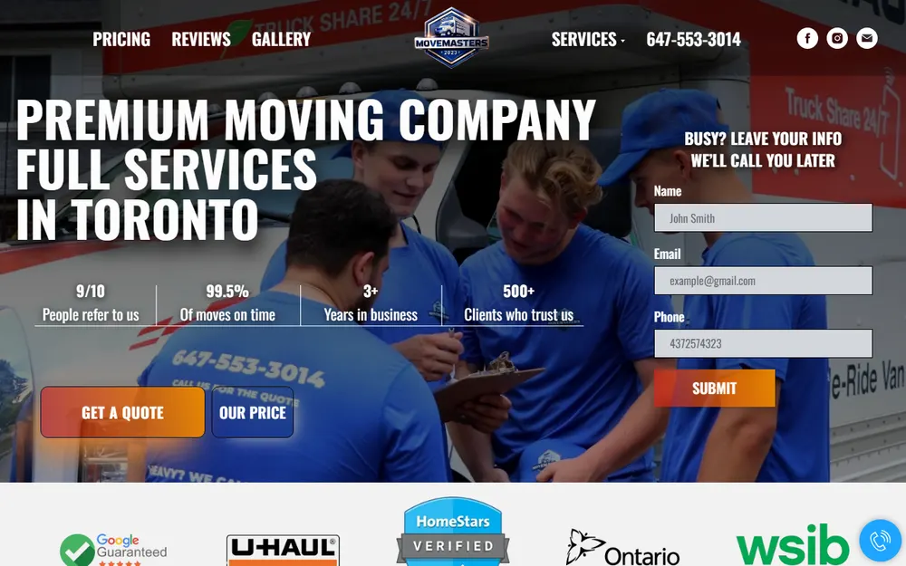 MoveMasters homepage