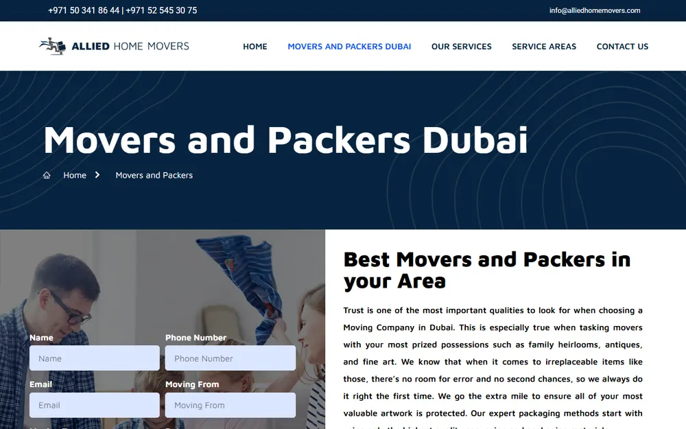 Movers and packers in dubai homepage