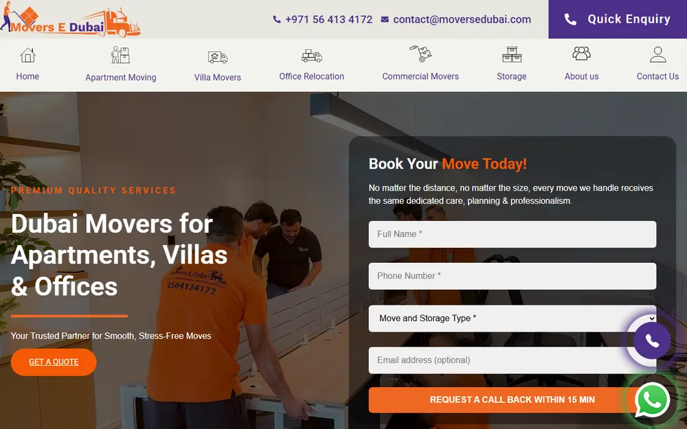 Movers e Dubai homepage