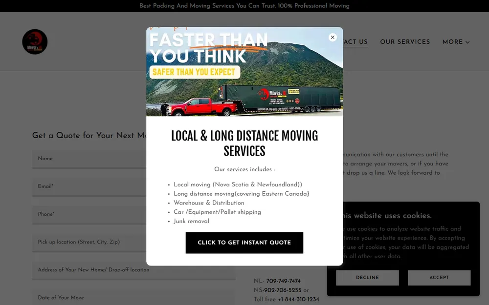 Movers NL Inc homepage