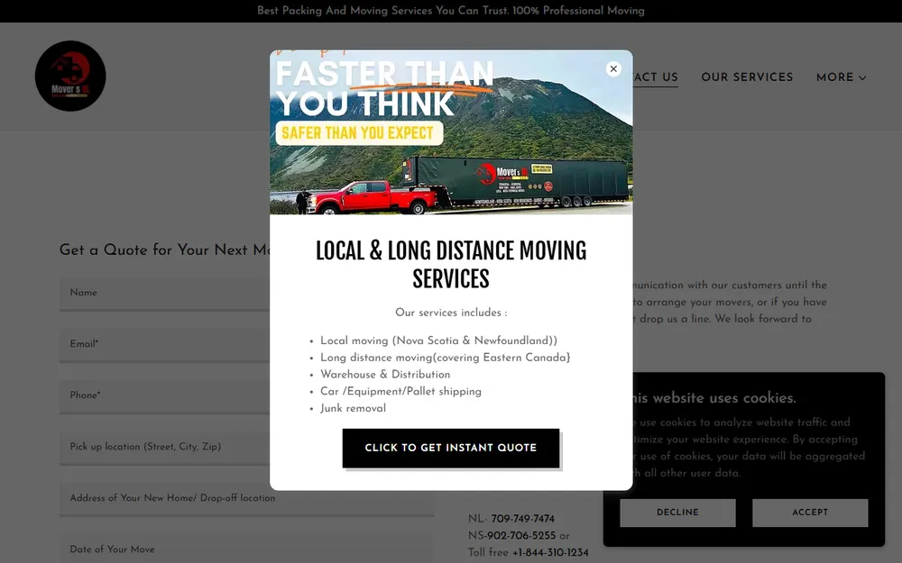 Movers NL Inc homepage