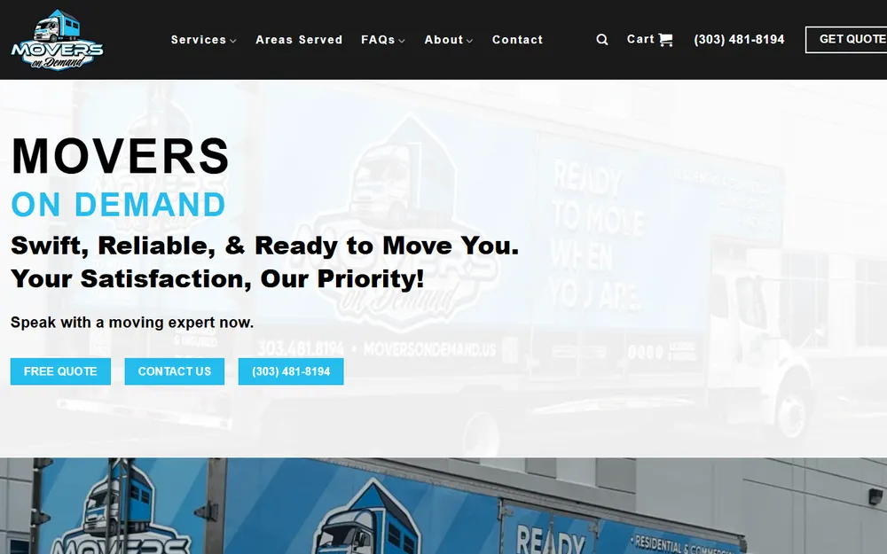 Movers On Demand homepage