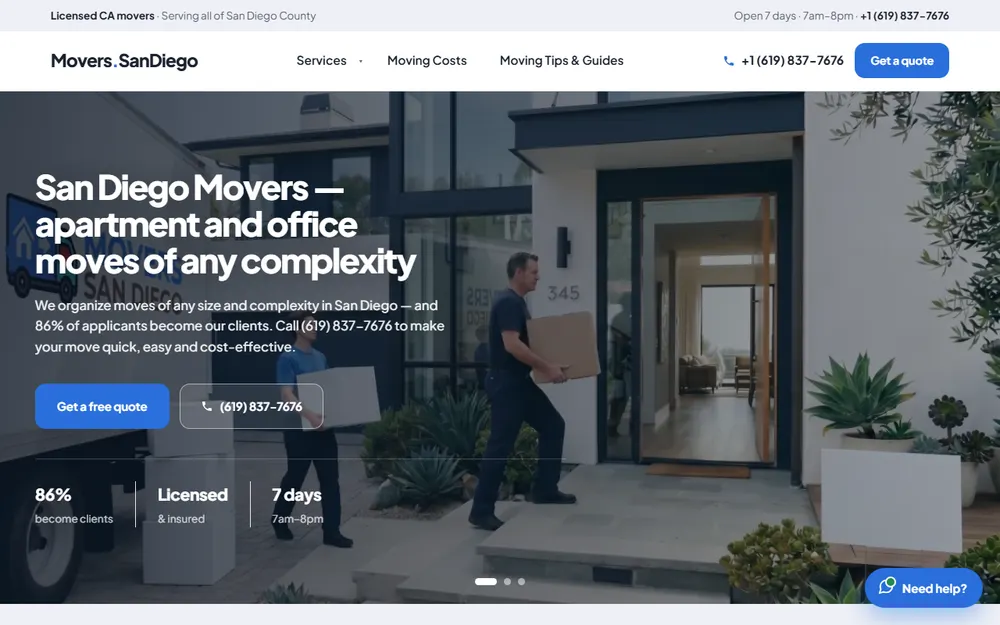 Movers San Diego homepage