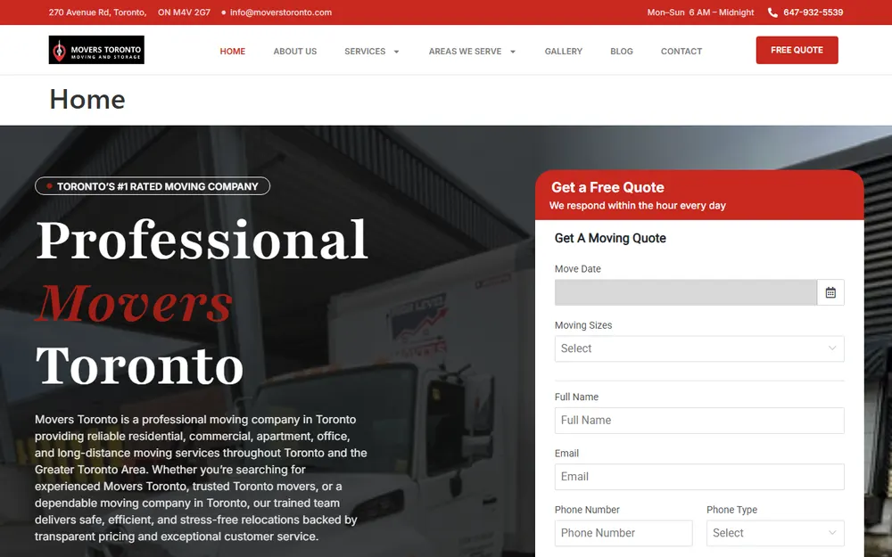 Movers Toronto homepage