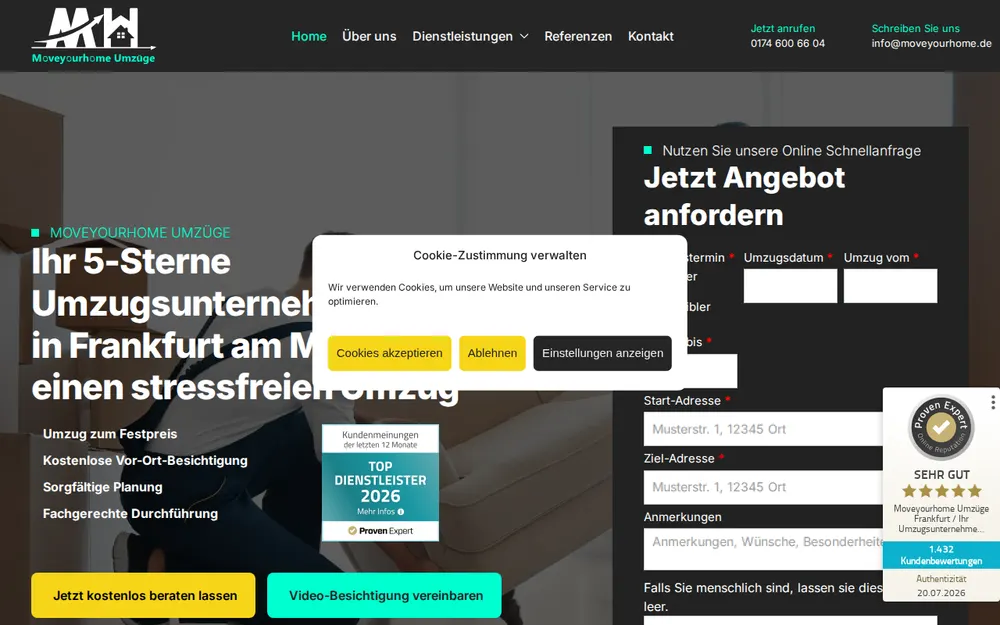 Moveyourhome Umzüge Umzugsunternehmen Oberursel homepage