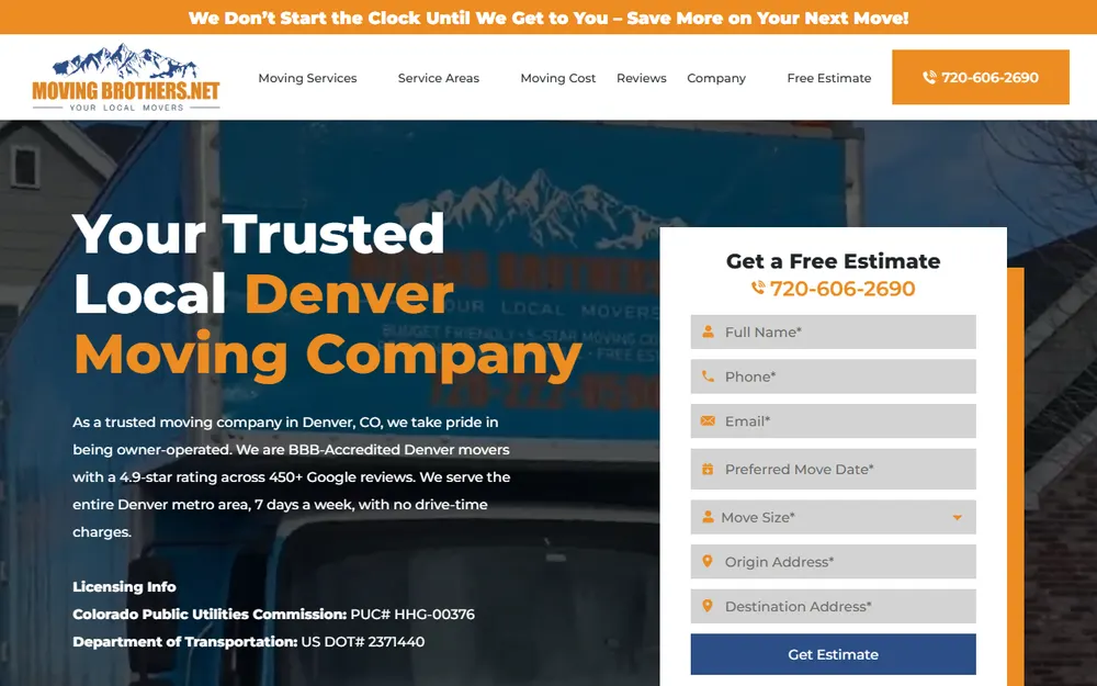 Moving Brothers Denver Movers homepage