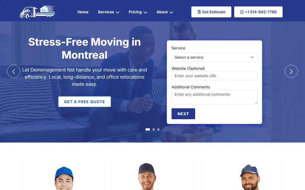 Déménagement NST INC homepage