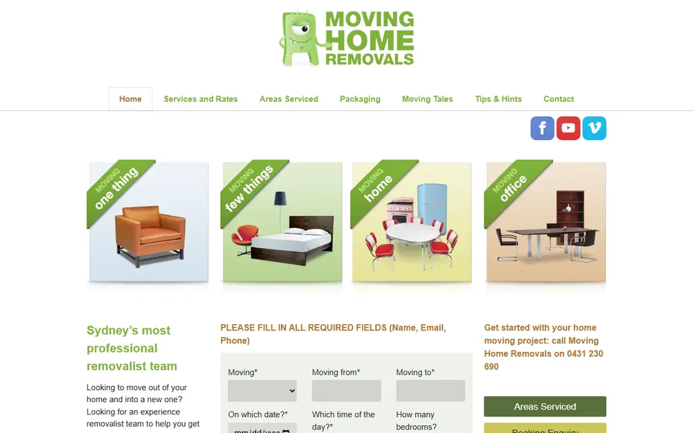 Moving Home Removals homepage