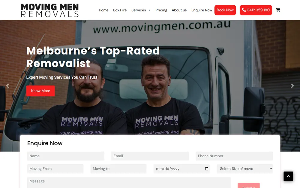 Moving Men Removals homepage
