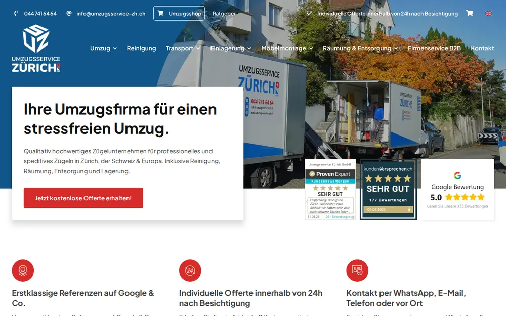 Moving services Zurich GmbH homepage